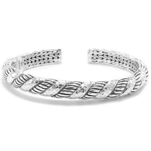 SARDA Sterling Silver Oval Cuff Bracelet with Retention Kickback 6.5”